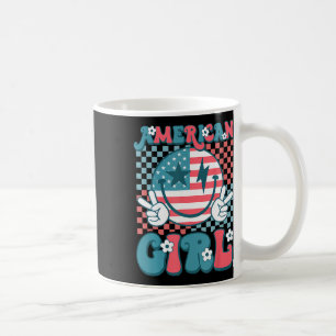 Retro Groovy Vierten 4. Juli Lächeln American Gir Kaffeetasse