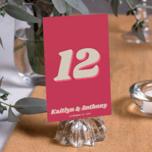 Retro Groovy Viva Magenta Hochzeitstisch Nr. 70er Einladung