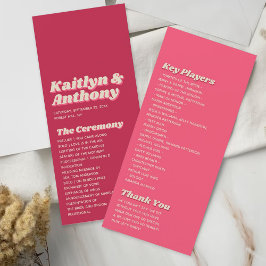 Retro Groovy Viva Magenta Wedding Programm