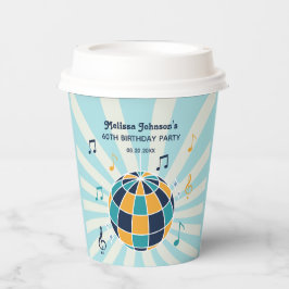 Retro Groovy Wave Disco Ball Musical Blue Geburtst Pappbecher