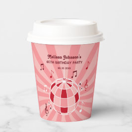 Retro Groovy Wave Disco Ball Musikalisches Rosa Ge Pappbecher