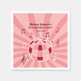 Retro Groovy Wave Disco Ball Musikalisches Rosa Ge Serviette