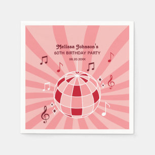 Retro Groovy Wave Disco Ball Musikalisches Rosa Ge Serviette