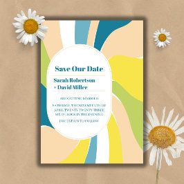 Retro Groovy Wavy Abstrakt Arch Save the Date Einladung