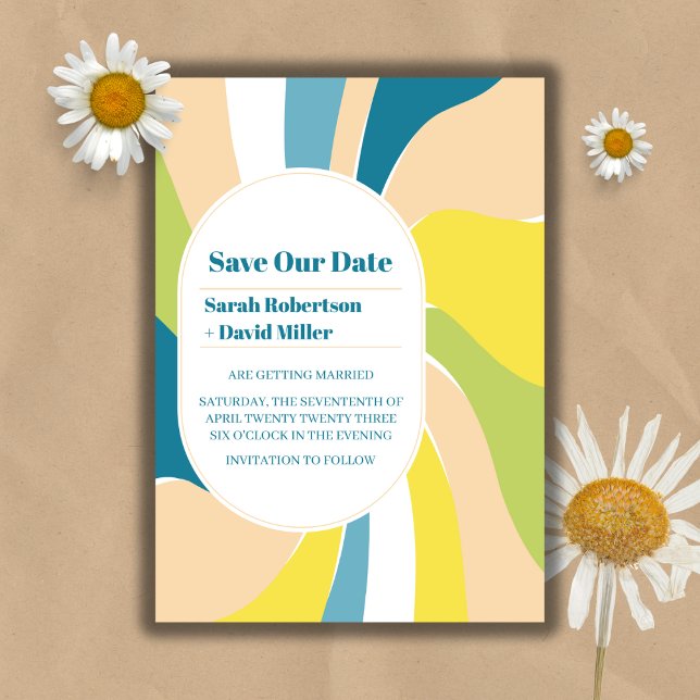 Retro Groovy Wavy Abstrakt Arch Save the Date Einladung (Von Creator hochgeladen)