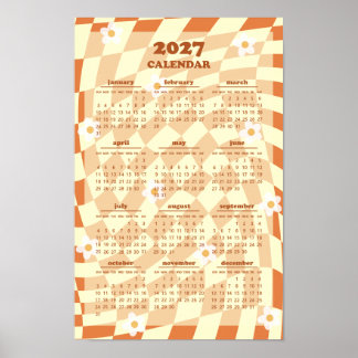 Retro Groovy Wavy Karo-Muster 2027 Kalender Poster