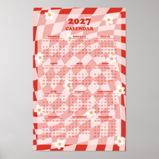 Retro Groovy Wavy Karomuster 2027 Kalender Poster
