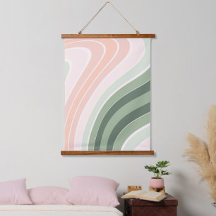Retro Groovy Wavy Muster Wandteppich Mit Holzrahmen