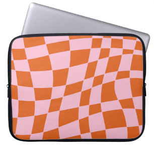 Retro Groovy Wavy Psychedelic Checkerboard Karo Y Laptopschutzhülle