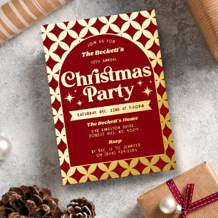 Retro Groovy Weihnachtsfeier Real Folieneinladung
