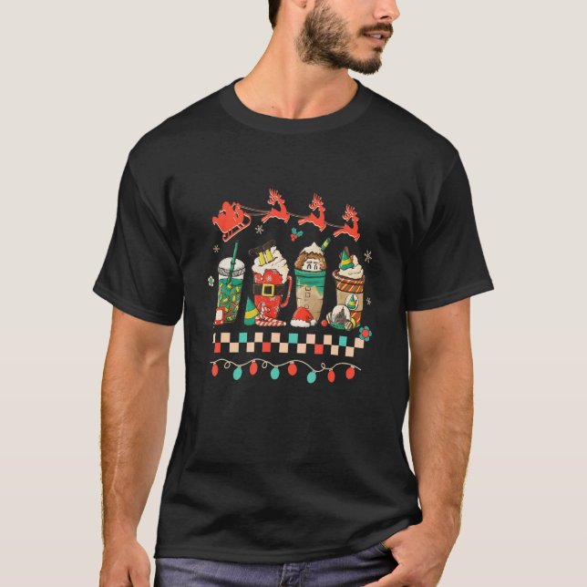 Retro Groovy Weihnachtskaffee Frauen Winter gemütl T-Shirt (Vorderseite)