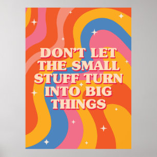 Retro Groovy Wellen mit Achtsamkeits-Mantra Poster