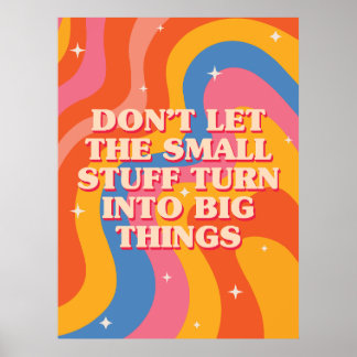 Retro Groovy Wellen mit Achtsamkeits-Mantra Poster