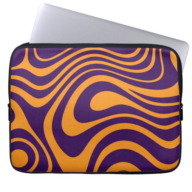 Retro Groovy Wellenmuster-Design Laptopschutzhülle (Vorderseite)