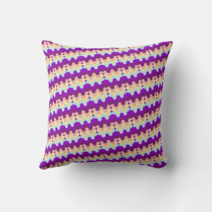 Retro Groovy Wellenmuster Lila und Gelb Kissen