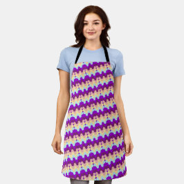 Retro Groovy Wellenmuster Lila und Gelb Schürze