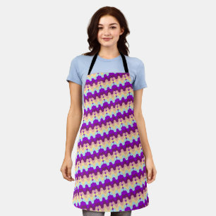 Retro Groovy Wellenmuster Lila und Gelb Schürze