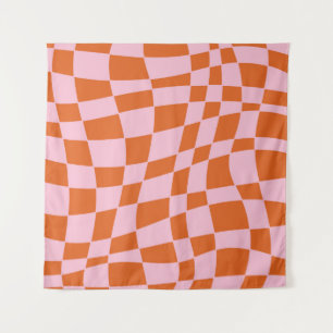 Retro Groovy Wellige psychedelische Schachbrettmus Wandteppich
