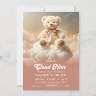Retro Groovy wir sind auf Cloud neun Teddy Bär pin Einladung
