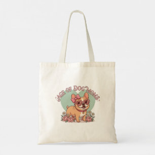 Retro Groovy Zeitalter der Hundemütter Frenchie Tragetasche