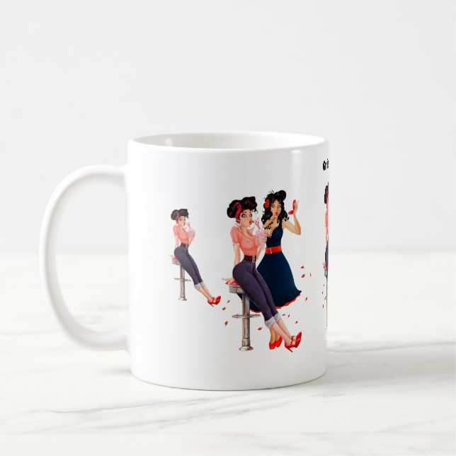 Retro Groovys, glamouröse Mädchen Kaffeetasse (Links)