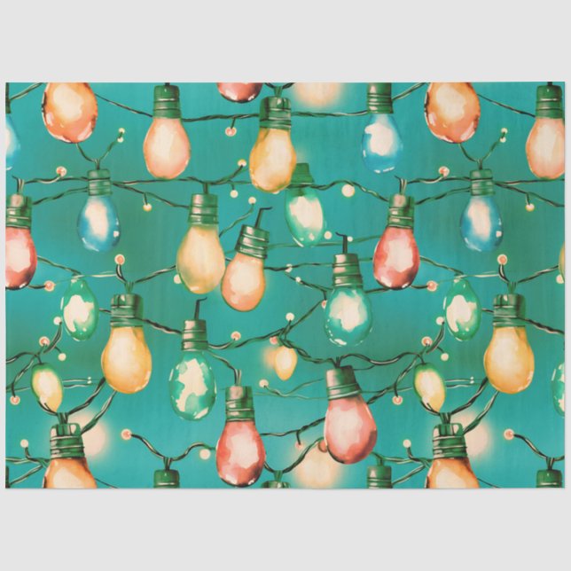 Retro Große Weihnachtslichter Weihnachten Weihnach Seidenpapier (Vorderseite)