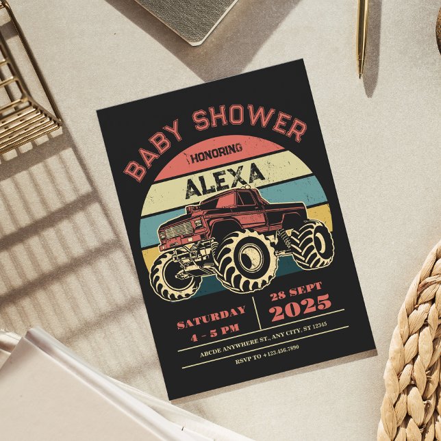 Retro Großwagen Baby Dusche Einladung (Von Creator hochgeladen)