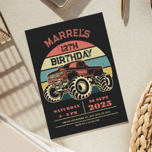 Retro Großwagen Geburtstag Einladung