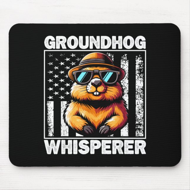 Retro Groundhog-Flüsterer Lustiger Woodchuck Groun Mousepad (Vorne)