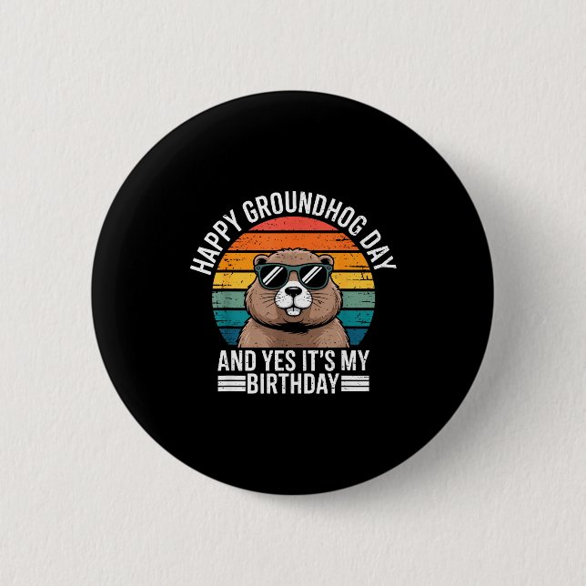 Retro Groundhog Singles Geburtstag Vintage Lustig  Button (Vorderseite)