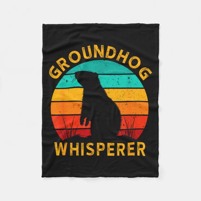 Retro Groundhog Whisperer Groundhog Day Woodchuck  Fleecedecke (Vorderseite)