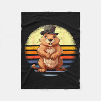 Retro Groundhog Woodchuck Animal Lover Funny Groun Fleecedecke