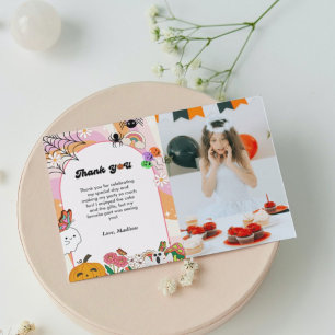 Retro Grovvvy Halloween Geburtstag Dankeschön Kart Ankündigung