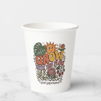 Retro Grow With The Flow Gartenparty-Papierbecher Pappbecher