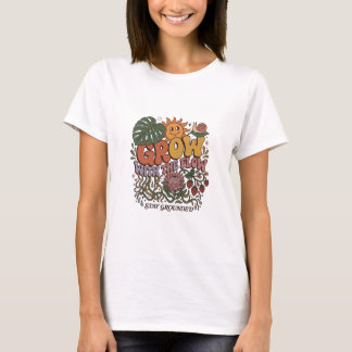 Retro Grow With The Flow T-Shirt | Boho Botanisch