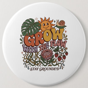 Retro Grow With The Flow   Vintage 90er Jahre Butt Button