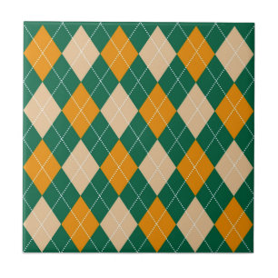 Retro Grün Beige Senf Argyle-Muster Fliese