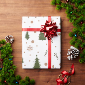 Retro-grün-braune Muster der Ferienelemente Geschenkpapier