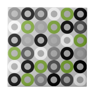 Retro Grün Grau Schwarz Mitte Jahrhundert Geometri Fliese