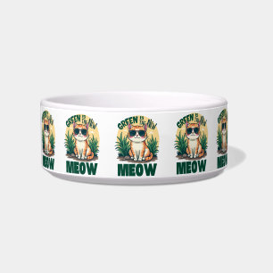 Retro "Grün ist das neue Miauen" Coole Katze Natur Napf