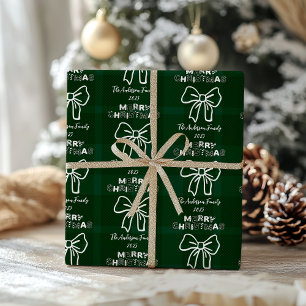 Retro-Grün Kariert Whimsical Weihnachten Geschenkpapier