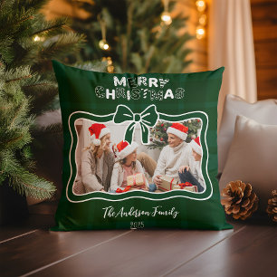 Retro Grün Kariert Whimsical Weihnachten  Kissen