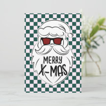 Retro Grün Pink Kariert Weihnachtsmann Weihnachten