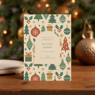 Retro Grün Rotes Mittelalter Modernes Weihnachtska