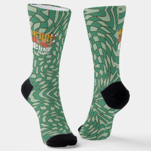 Retro Grün Wirbel Frohe Papa Weihnachten Socken