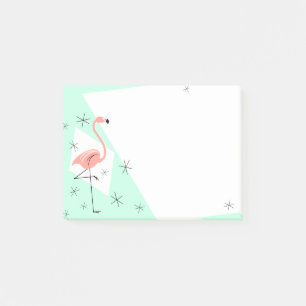 Retro grüne Anmerkung des Flamingos Post-it Klebezettel