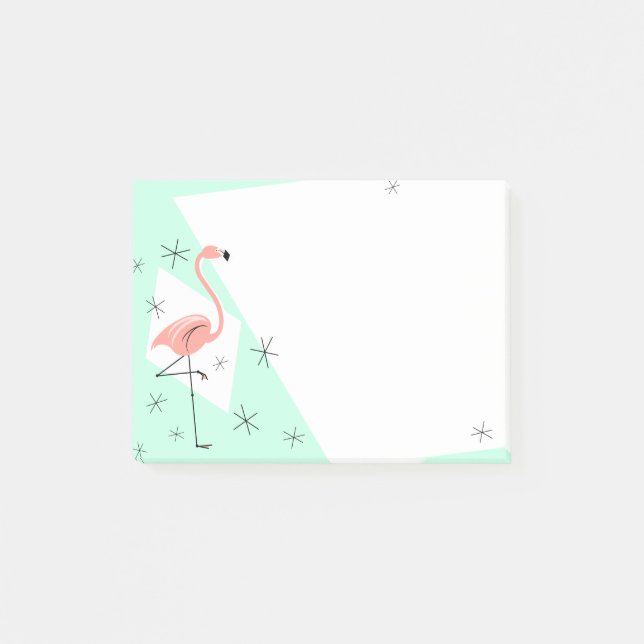 Retro grüne Anmerkung des Flamingos Post-it Klebezettel (Vorderseite)
