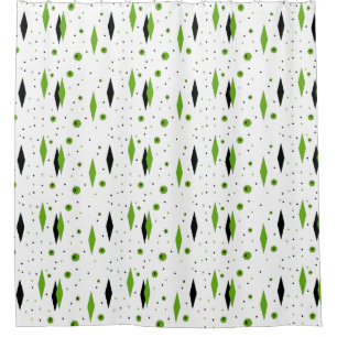 Retro grüne Diamanten u. Duschvorhang