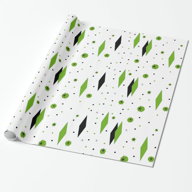 Retro grüne Diamanten u. Geschenkpapier (Ungerollt)