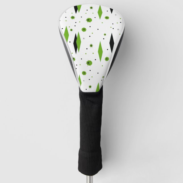 Retro grüne Diamanten u. Golf Headcover (Vorderseite)